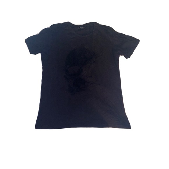 The Kooples Mens Felt Skull Tee‎ T-Shirt Black Cotton Size Large - Picture 1 of 8